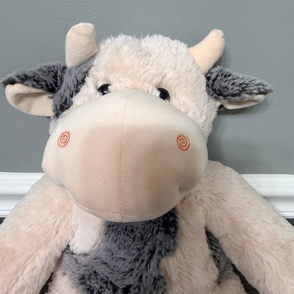 The Unbranded Brand Jackets & Blazers - Teddy Mountain Cow Plush Stuffed Animal Cream Grey Spotted Farm Toy 16 inch